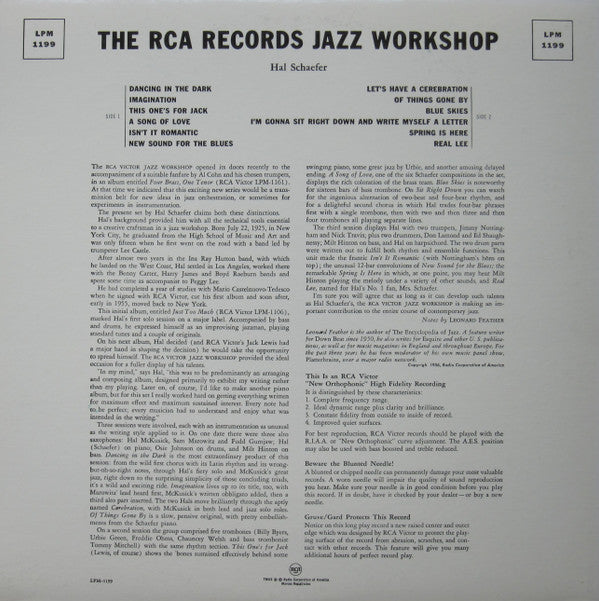 Hal Schaefer - The RCA Records Jazz Workshop (LP, Album, Mono, RE)
