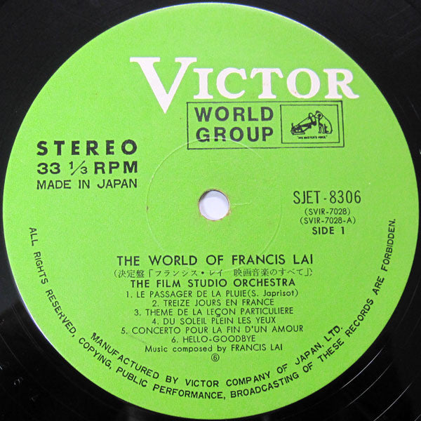 The Film Studio Orchestra - The World Of Francis Lai (LP, Comp, Gat)