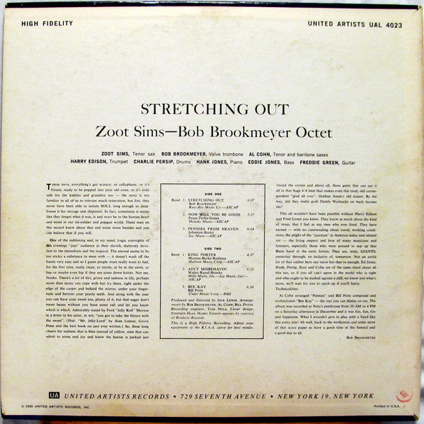 Zoot Sims - Bob Brookmeyer Octet - Stretching Out (LP, Album, Mono)
