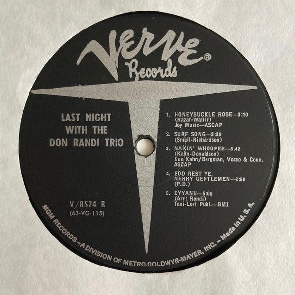 Don Randi Trio - Last Night / With The Don Randi Trio (LP, Mono)