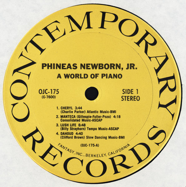 Phineas Newborn Jr. - A World Of Piano! (LP, Album, RE)