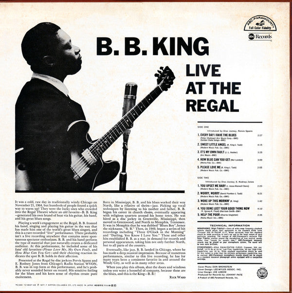 B.B. King - Live At The Regal (LP, Album, RE)