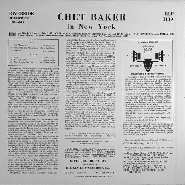 Chet Baker = チェット・ベイカー* - In New York = イン・ニュー・ヨーク (LP, Album, RE)