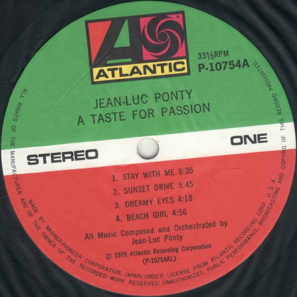 Jean-Luc Ponty - A Taste For Passion (LP, Album)
