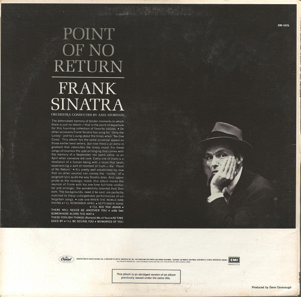 Frank Sinatra - Point Of No Return (LP, Album, RE, Abr)