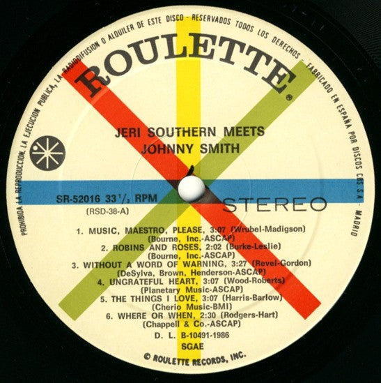 Jeri Southern - Jeri Southern Meets Johnny Smith(LP, Album, RE)