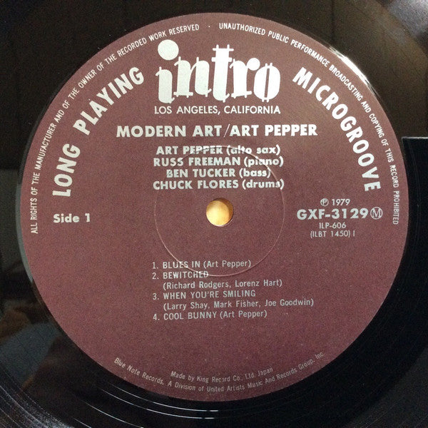 Art Pepper Quartet - Modern Art (LP, Album, Mono, Ltd, RE)