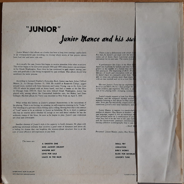 Junior Mance - Junior (LP, Album, RE)