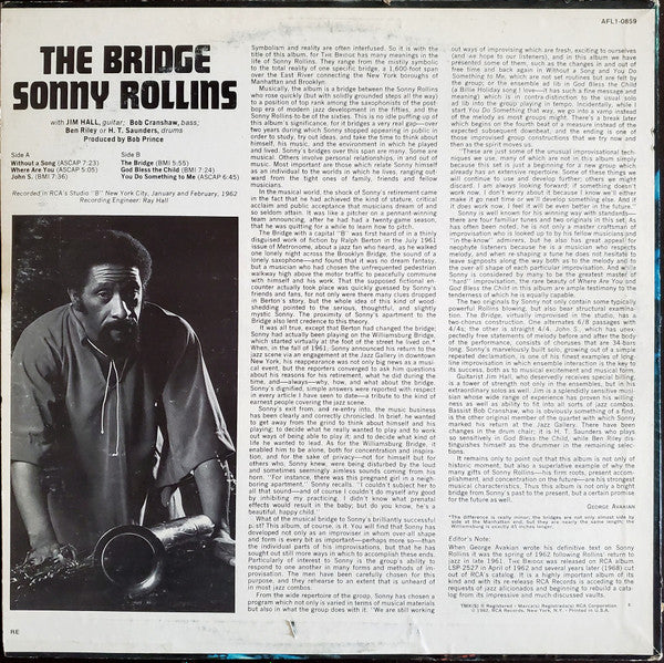 Sonny Rollins - The Bridge (LP, Album, RE, Bla)