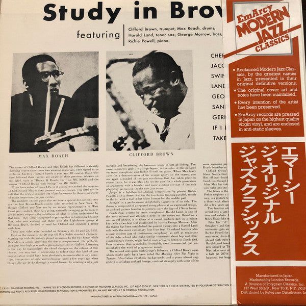 Clifford Brown And Max Roach - Study In Brown(LP, Album, Mono, RE, ...