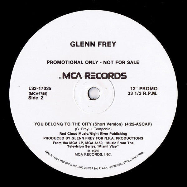 Glenn Frey - You Belong To The City (12"", Single, Promo)