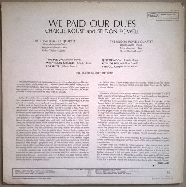 Charlie Rouse / Seldon Powell - We Paid Our Dues! (LP, Mono)