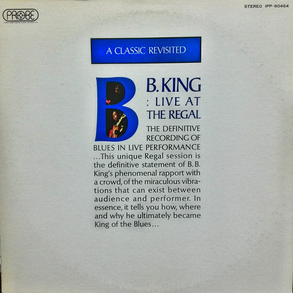 B.B. King - Live At The Regal (LP, Album)