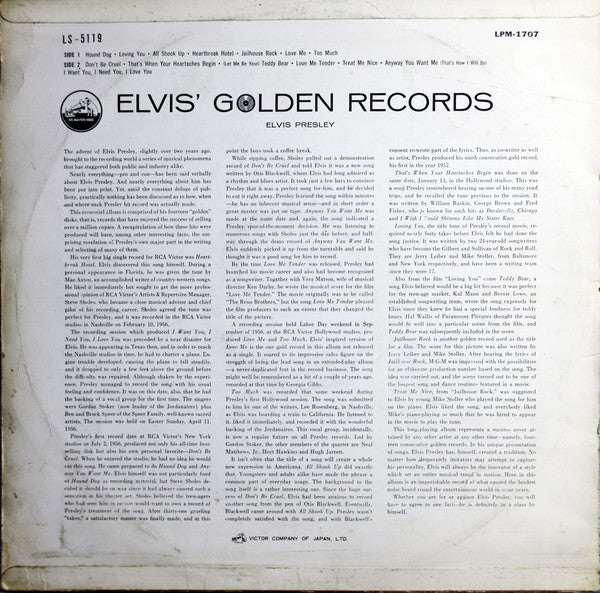 Elvis Presley - Elvis' Golden Records (LP, Comp, Mono)