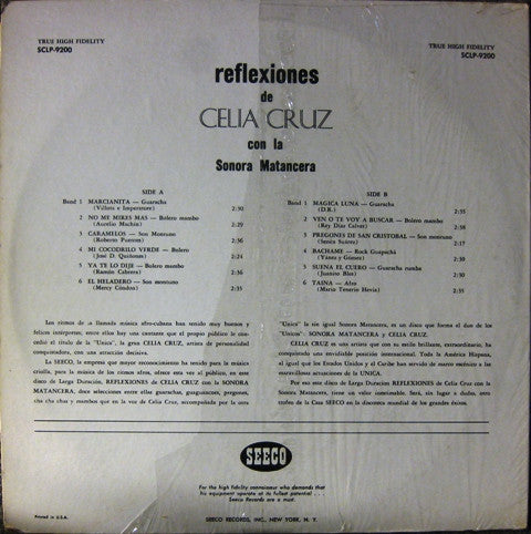 Celia Cruz - Reflexiones De Celia Cruz(LP, Album, RE)