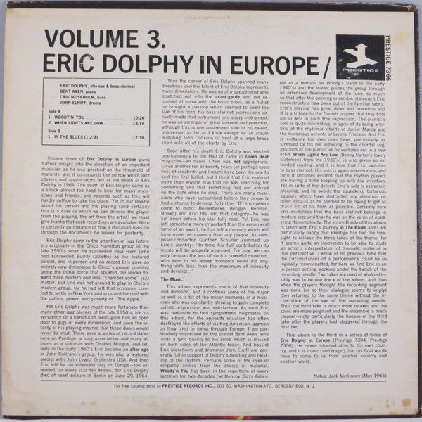 Eric Dolphy - In Europe / Volume 3. (LP, Album, RE)