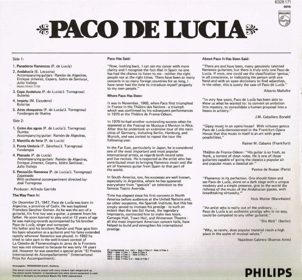 Paco De Lucia* - Paco De Lucia (LP, Comp, RE)