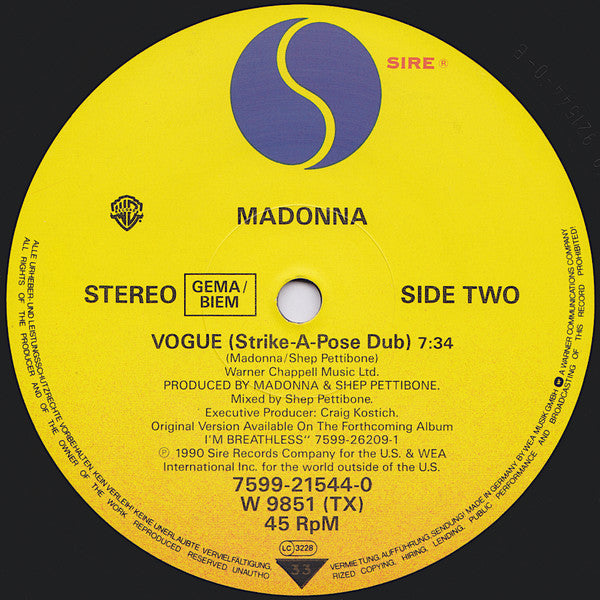 Madonna - Vogue (12"", Single)