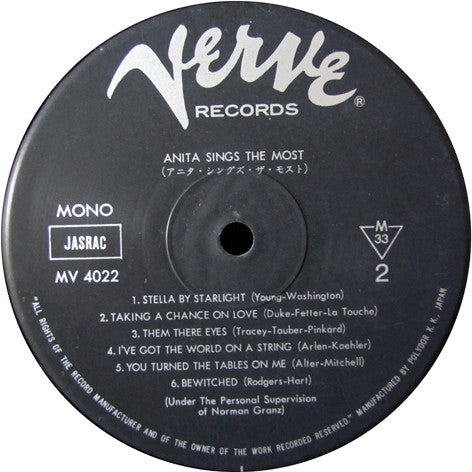 Anita O'Day - Anita Sings The Most (LP, Album, Mono, RE)