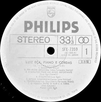 Luiz Eça - Piano E Cordas (LP, Album, Promo)