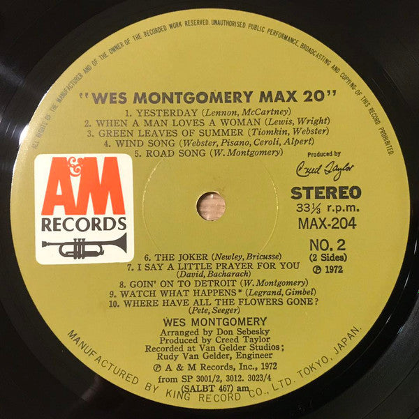 Wes Montgomery - Max 20 (LP, Album, Comp)