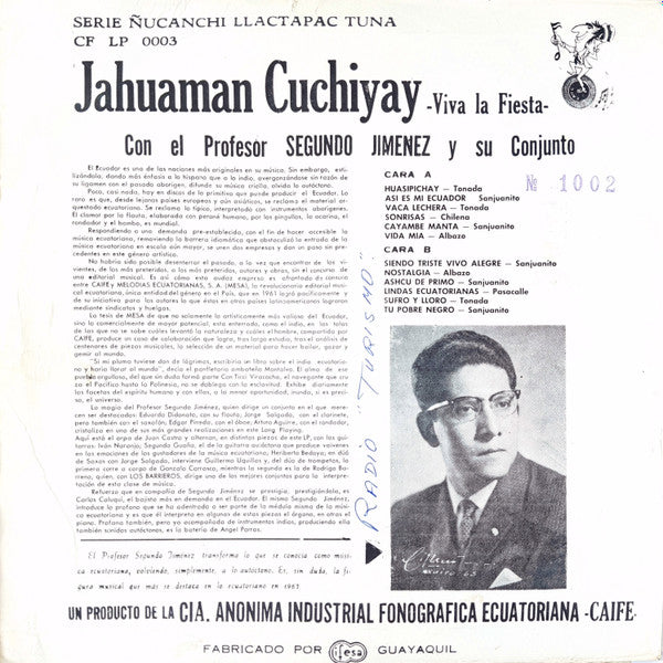 Conjunto De Segundo Jiménez - Jahuaman Cuchiyay (Viva La Fiesta)(LP...