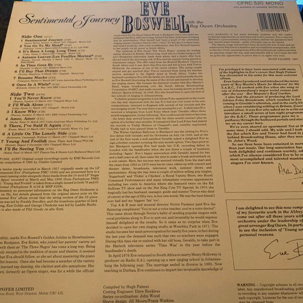 Eve Boswell - Sentimental Journey (LP, Album, Mono)
