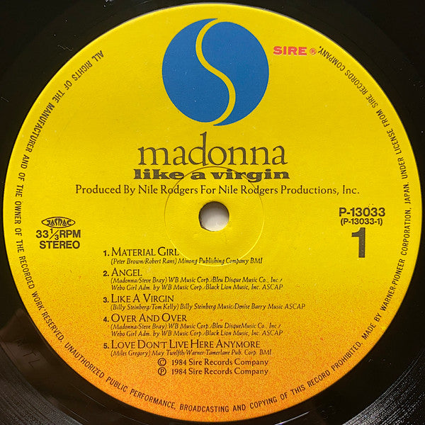 Madonna - Like A Virgin (LP, Album, RE)