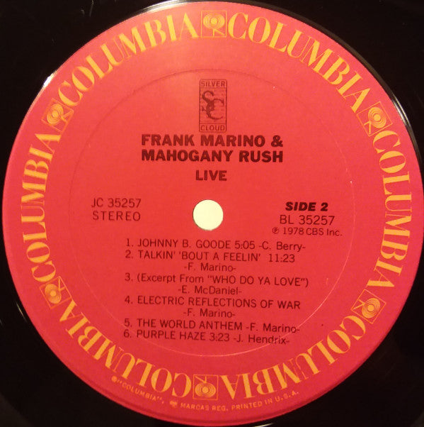 Frank Marino & Mahogany Rush - Live (LP, Album, San)