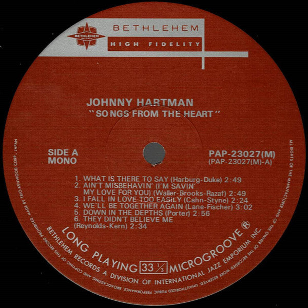 Johnny Hartman - Songs From The Heart (LP, Album)