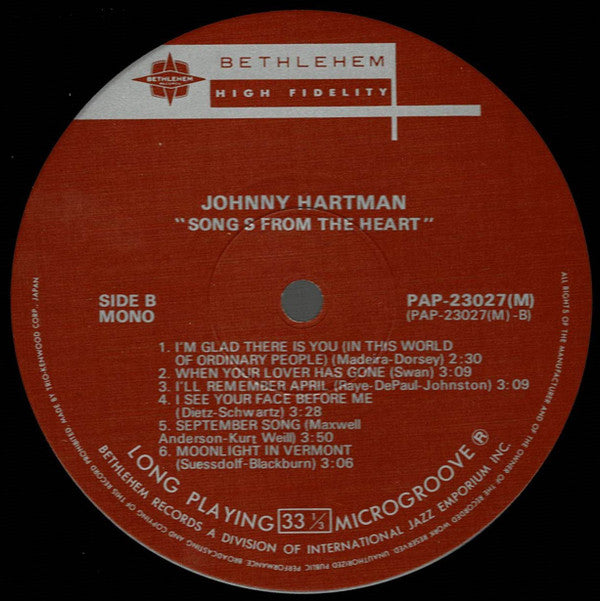 Johnny Hartman - Songs From The Heart (LP, Album)