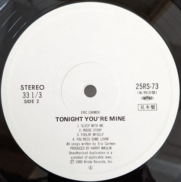Eric Carmen - Tonight You're Mine (LP, Album, Promo)