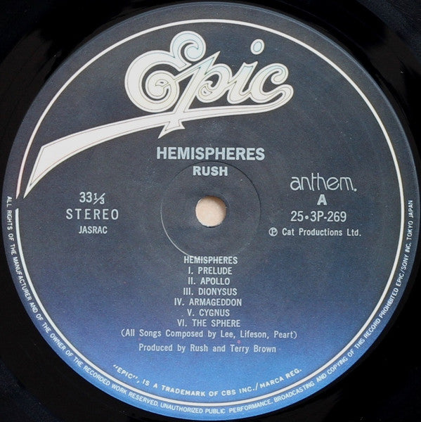 Rush - Hemispheres (LP, Album, RE, Gat)