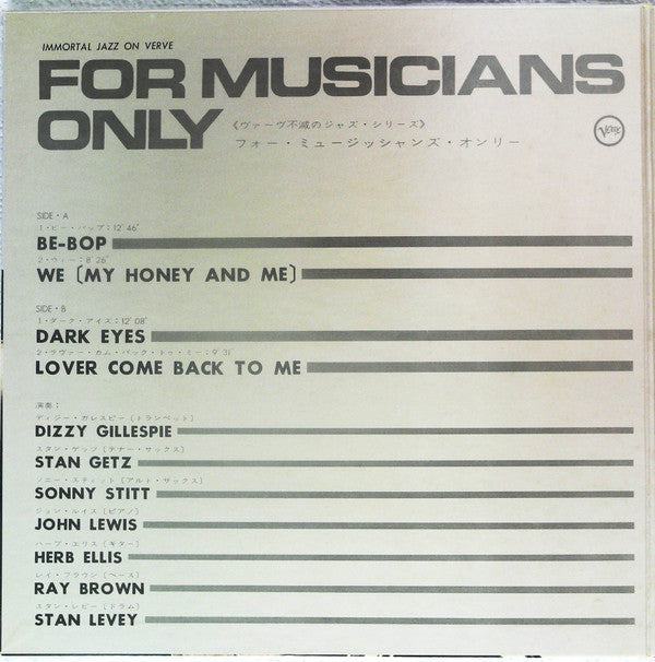 Stan Getz - For Musicians Only(LP, Mono, Gat)