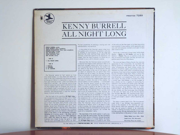 Kenny Burrell - All Night Long (LP, Album, RE, RM, pur)