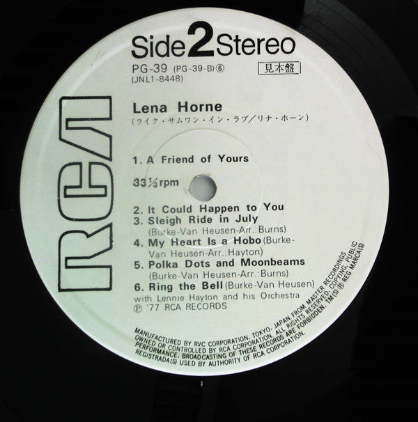 Lena Horne - Songs By Burke And Van Heusen (LP, Album, Promo)