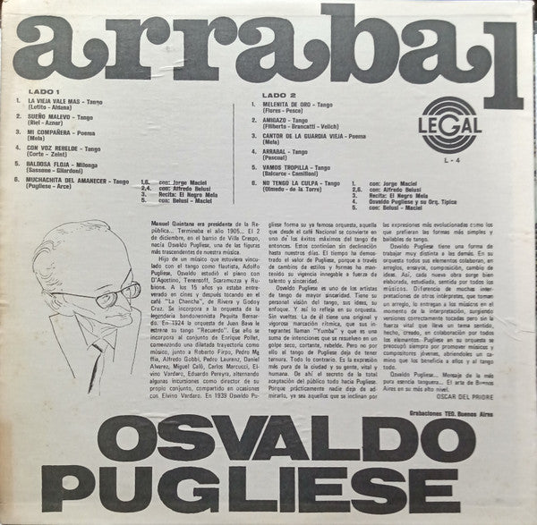 Osvaldo Pugliese - Arrabal (LP, Album)