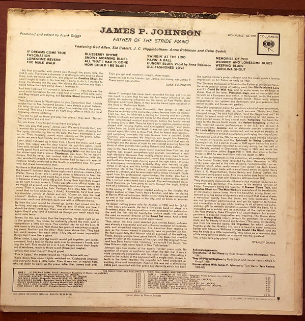 James P. Johnson* - Father Of The Stride Piano (LP, Mono)