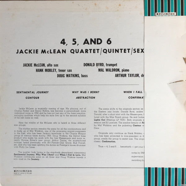 Jackie McLean - 4, 5 And 6 (LP, Album, Mono, RE)