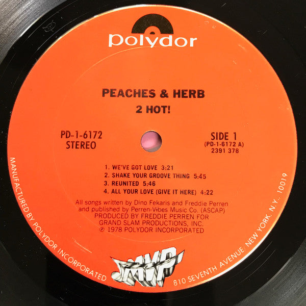 Peaches & Herb - 2 Hot! (LP, Album, Pit)