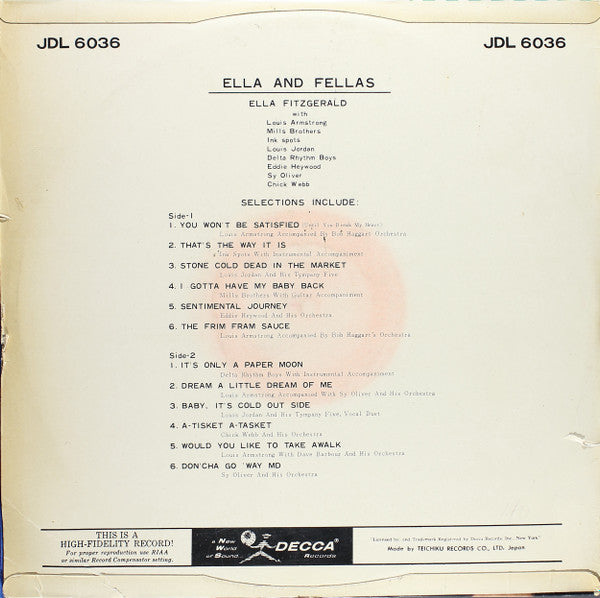 Ella Fitzgerald - Ella And Her Fellas (LP, Comp)