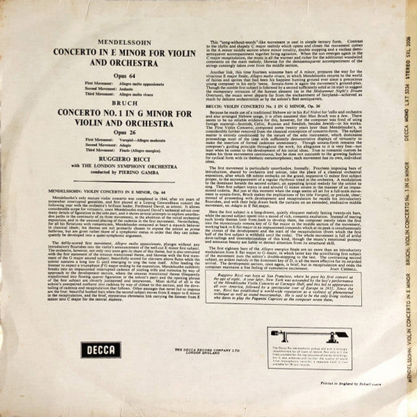 Felix Mendelssohn-Bartholdy - Violin Concertos(LP, RP)