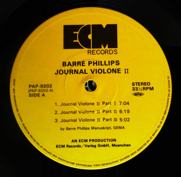 Barre Phillips - Journal Violone II (LP, Album)