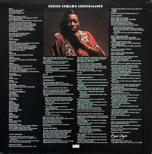 Esther Phillips - Performance (LP, Album)