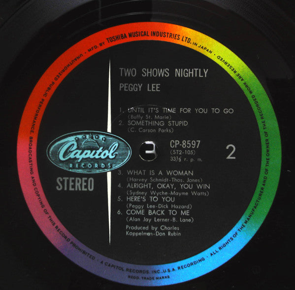 Peggy Lee - 2 Shows Nightly (LP, Album, Red)