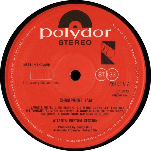 Atlanta Rhythm Section - Champagne Jam (LP, Album)