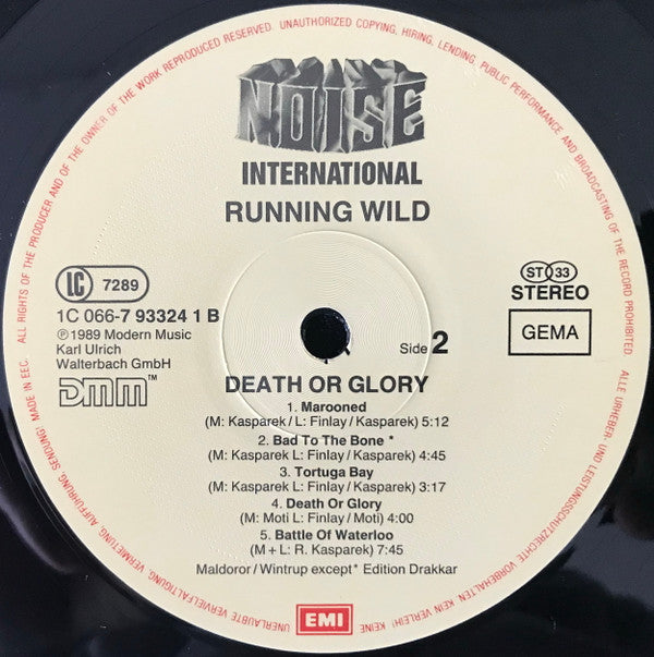 Running Wild - Death Or Glory (LP, Album, Noi)