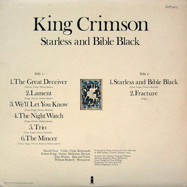 King Crimson - Starless And Bible Black (LP, Album)