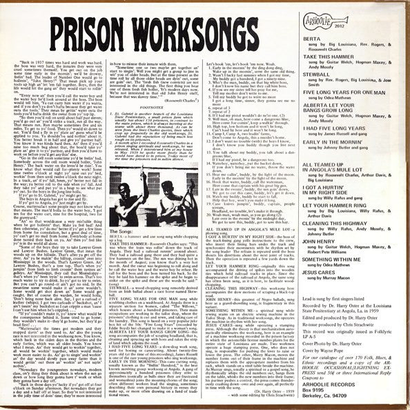 Various - Prison Worksongs (LP, RE)