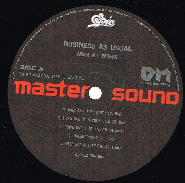 Men At Work - Business As Usual (LP, Album, RE)
